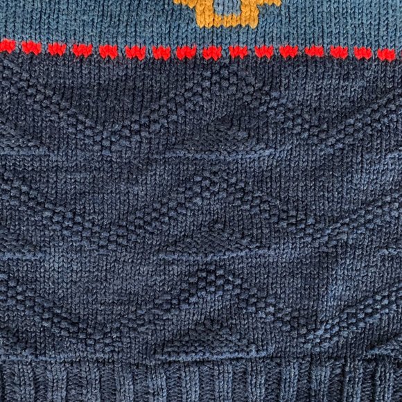 Vintage 90's Chunky Knit Americana Denim Western Mesa Santa Fe Pullover Sweater - Picture 10 of 16